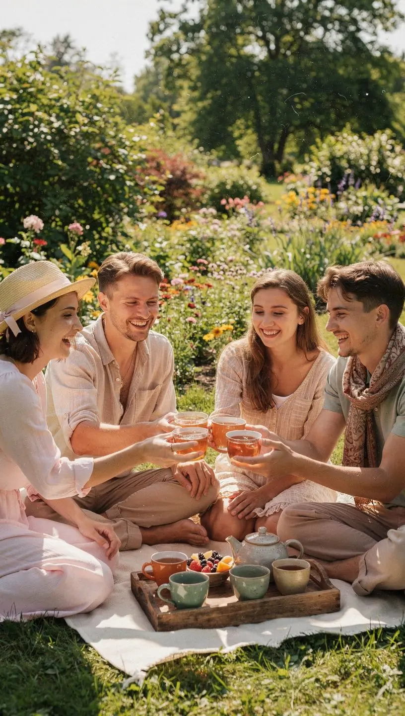 Arbatos rinkinys su įvairių rūšių arbata ir žolelių maišeliais, skatinantis sveiką gyvenimo būdą.