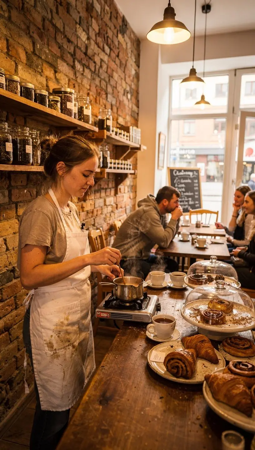 Šviesi virtuvės erdvė su arbatos paruošimo įrankiais, pabrėžianti kasdienio gerbūvio palaikymą.